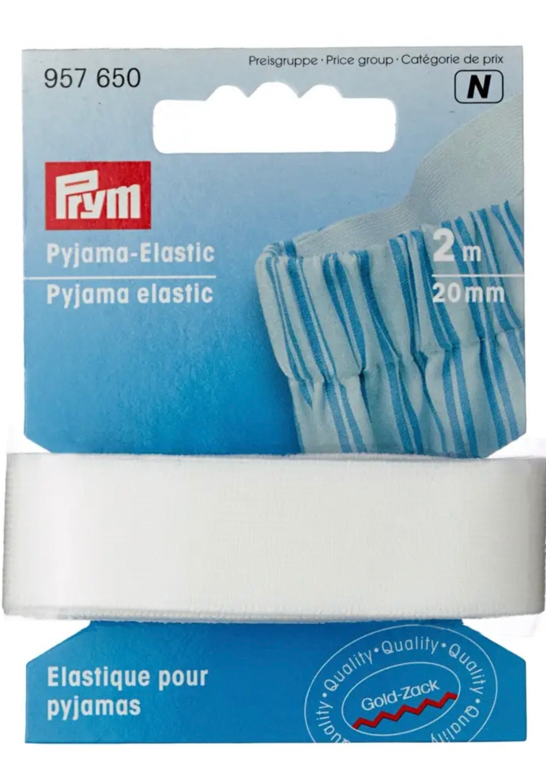 Prym Pyjama-Elastic
20mm / 2m weiss