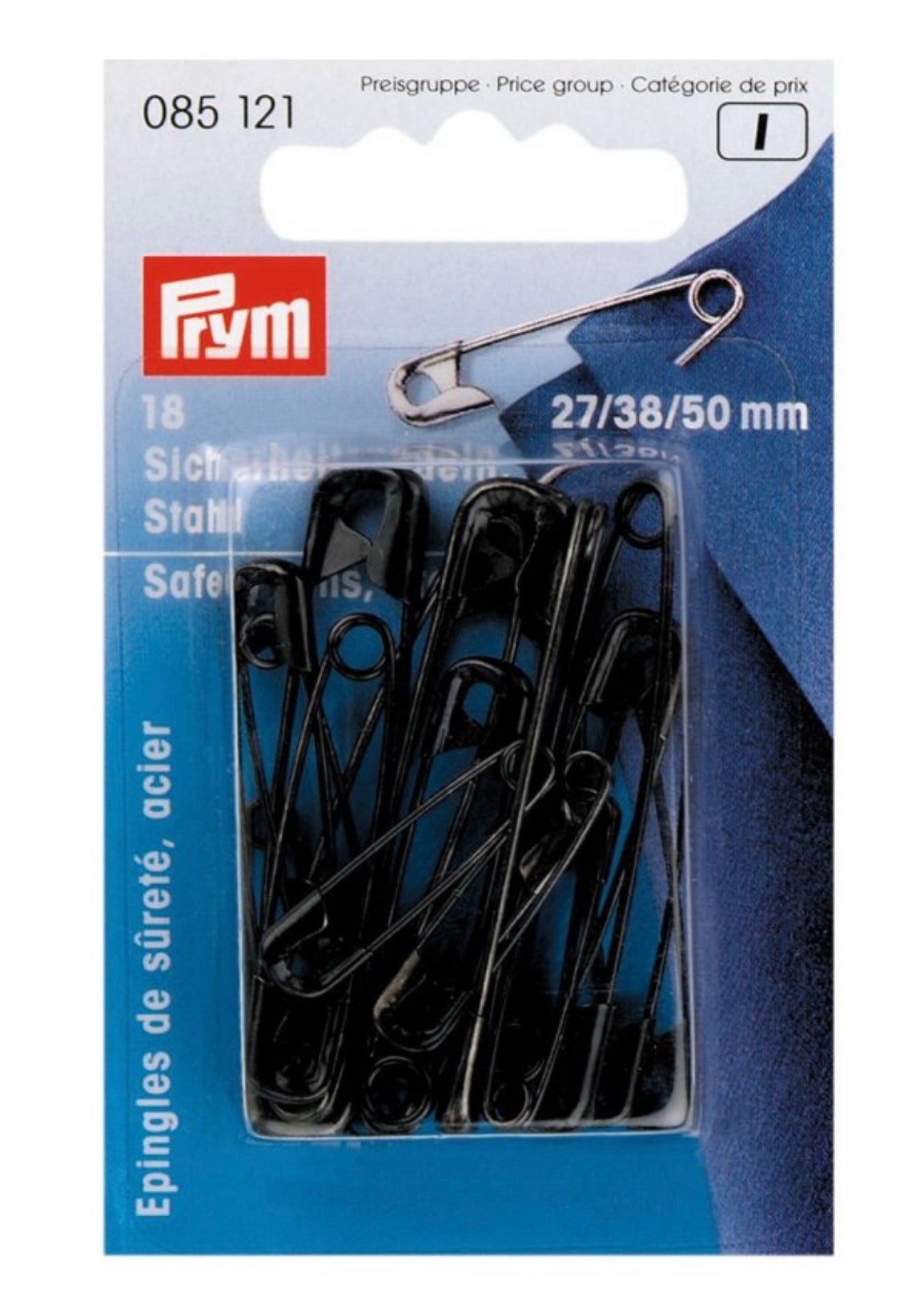 Prym Sicherheitsnadeln Stahl 18 Stück schwarz sortiert