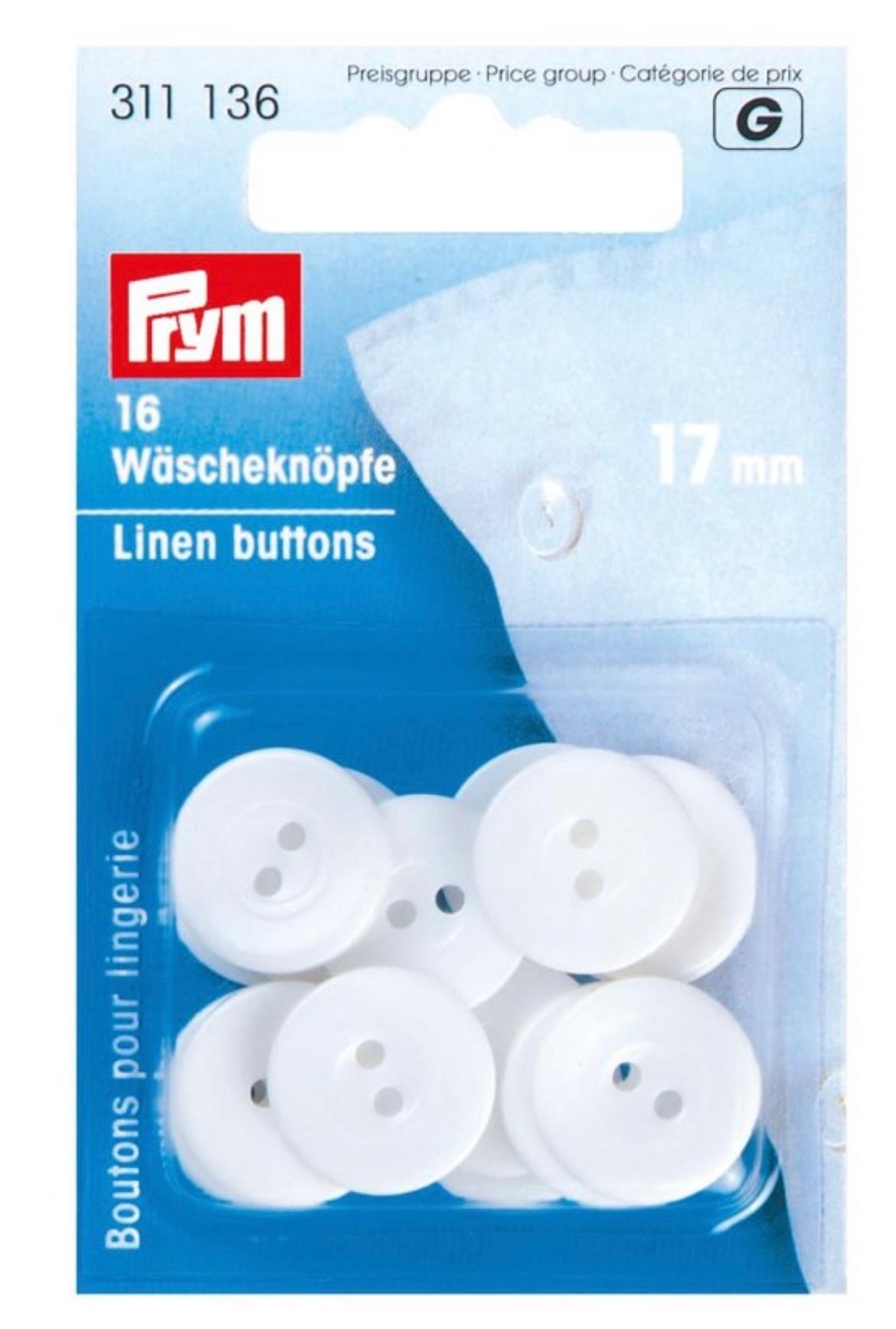 Prym Wäscheknöpfe 16 Stck 17mm