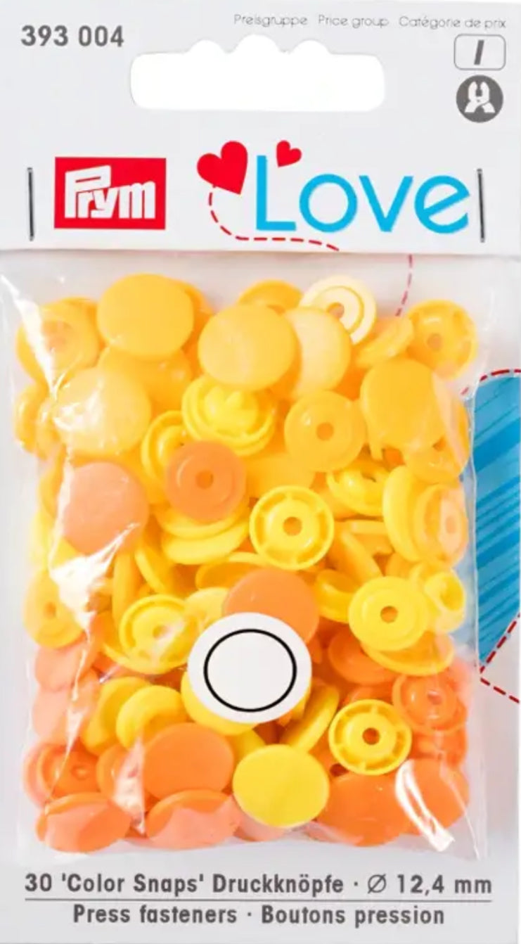 Prym Love Color Snaps Ø12,4 mm 30Stück gelb / orange sortiert