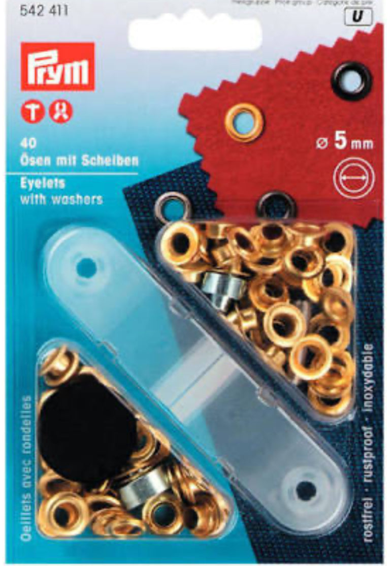 Prym Oesen mit Scheiben 5mm Gold