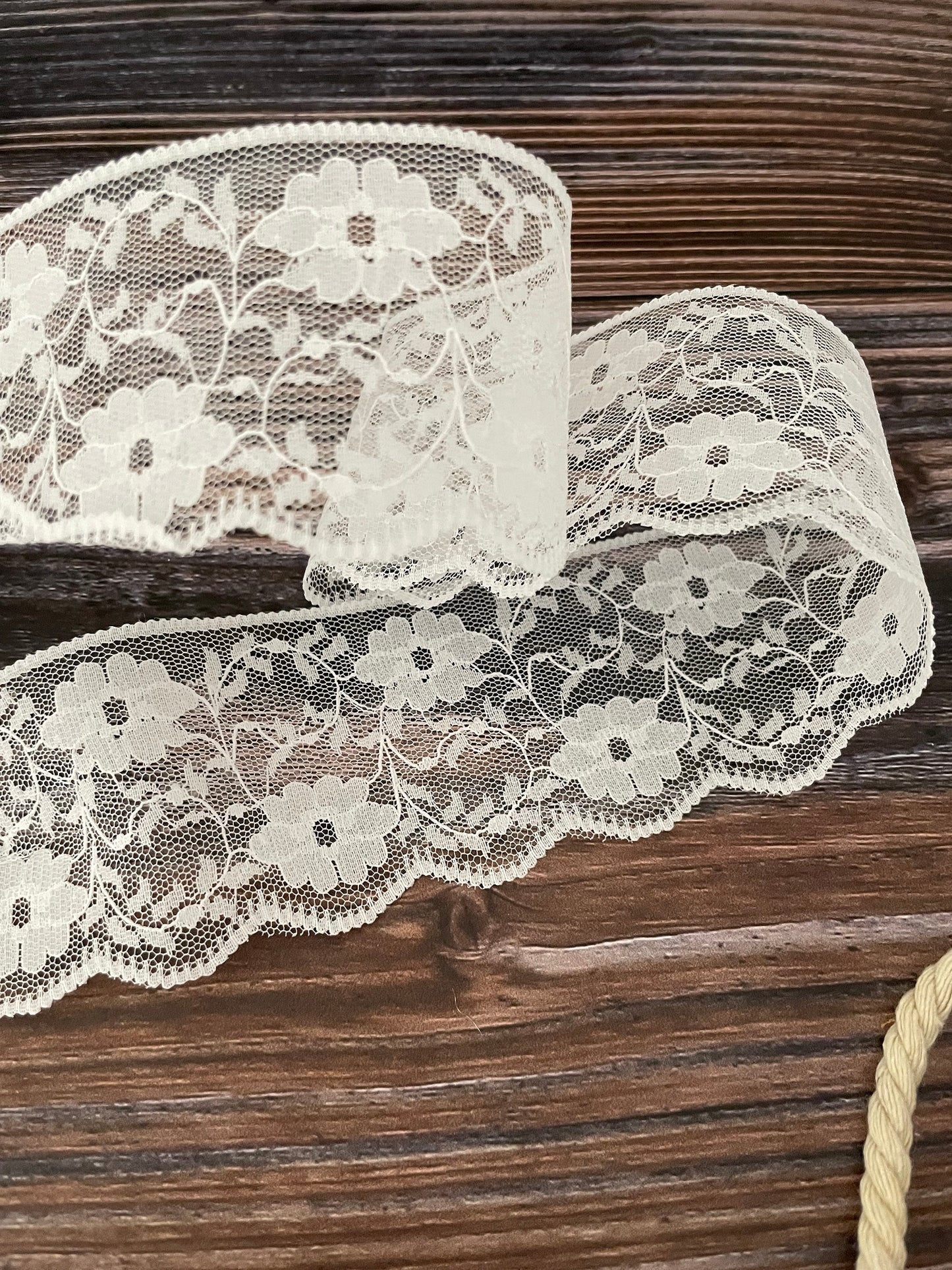 Raschelspitze 55mm weiss unelastisch