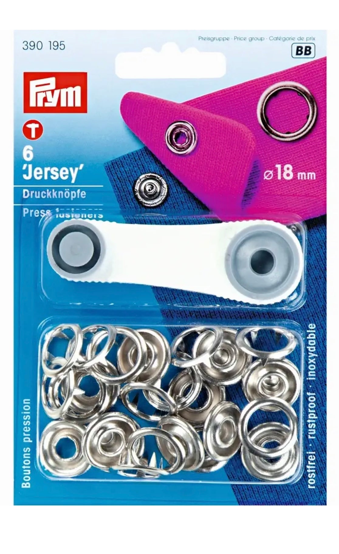 Prym Nähfrei Druckknöpfe für Jersey
18mm silber
