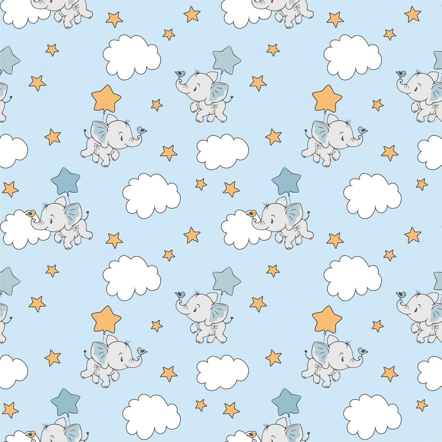 Baumwolle Elefant Wolken Sterne