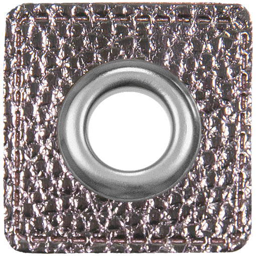 Oesen Patches aus Lederimitat mit 8mm Oese silbergrau