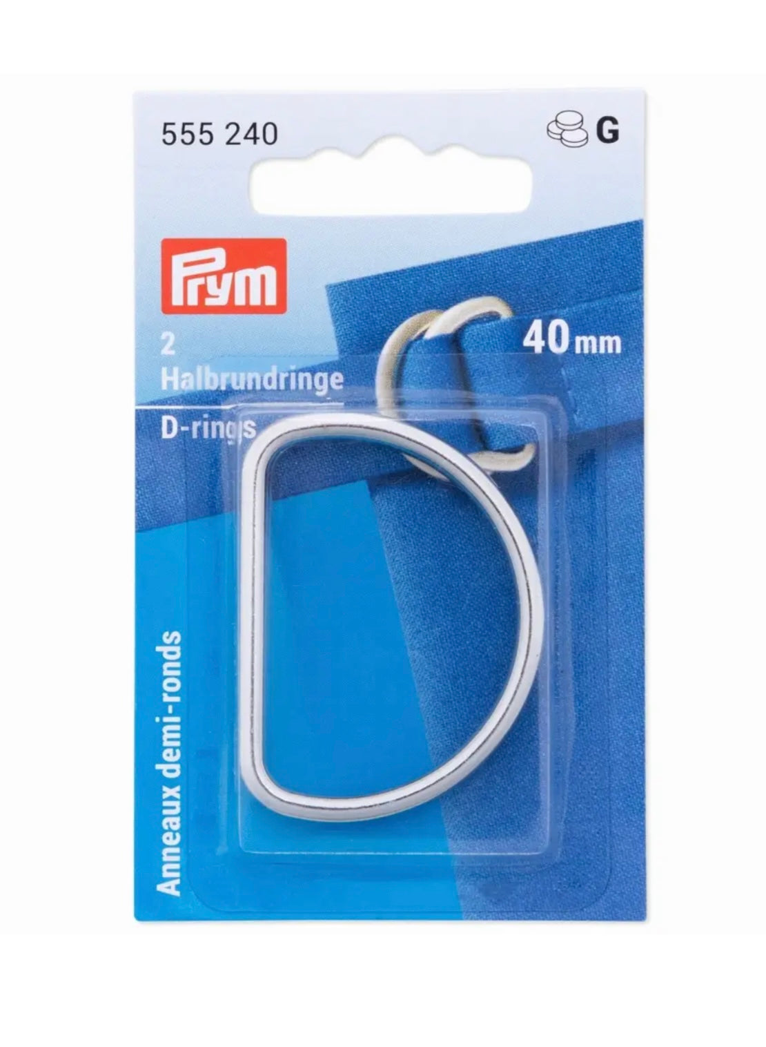 2 D-Ringe 40mm silber