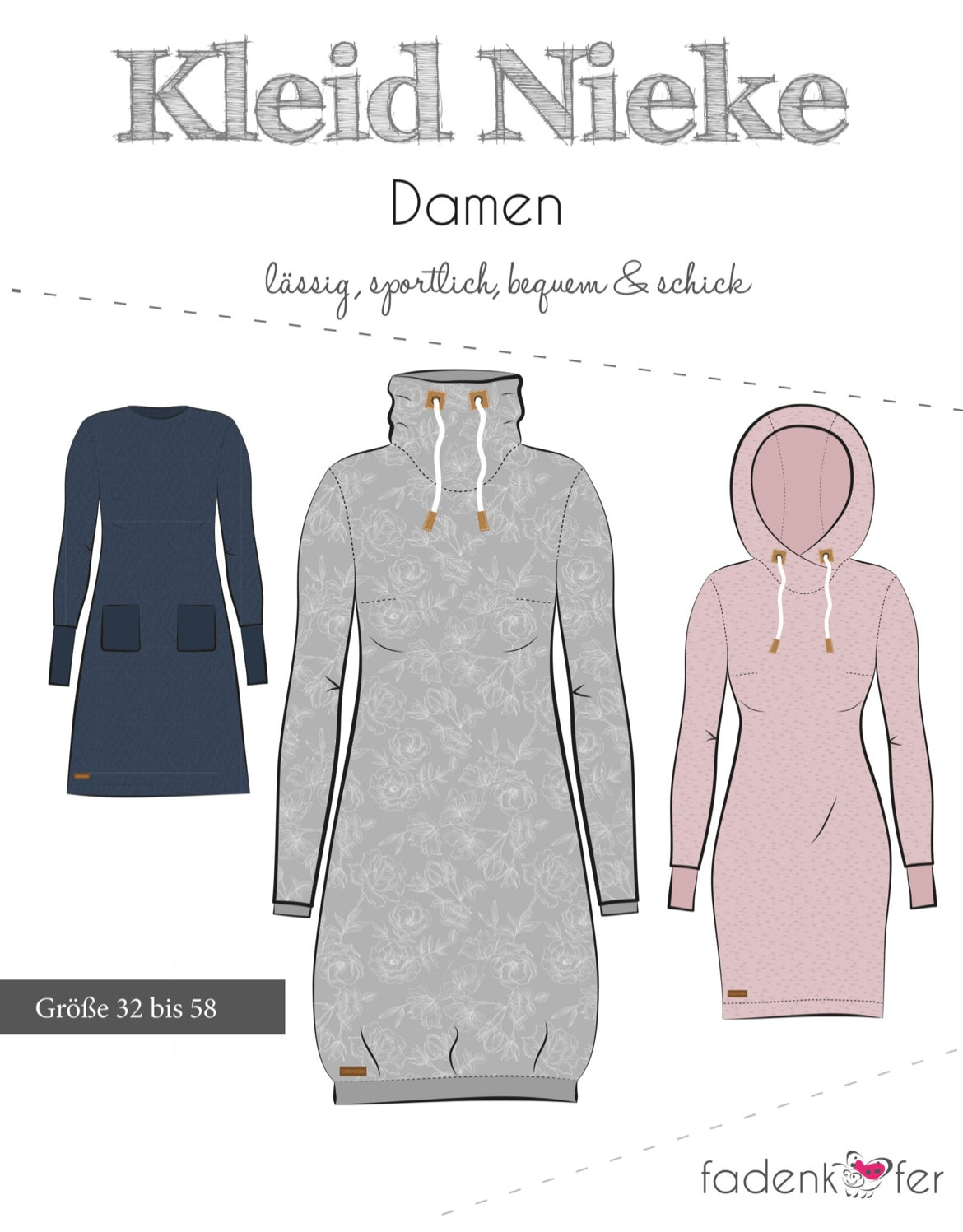 Fadenkäfer Schnittmuster "Nieke" Hoodiekleid
Damen