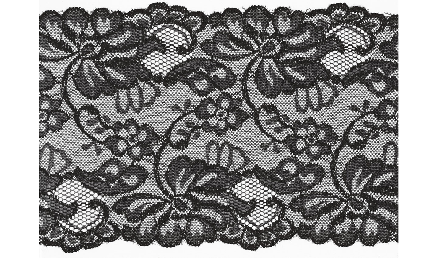 Spitzenband elastisch 15cm schwarz
