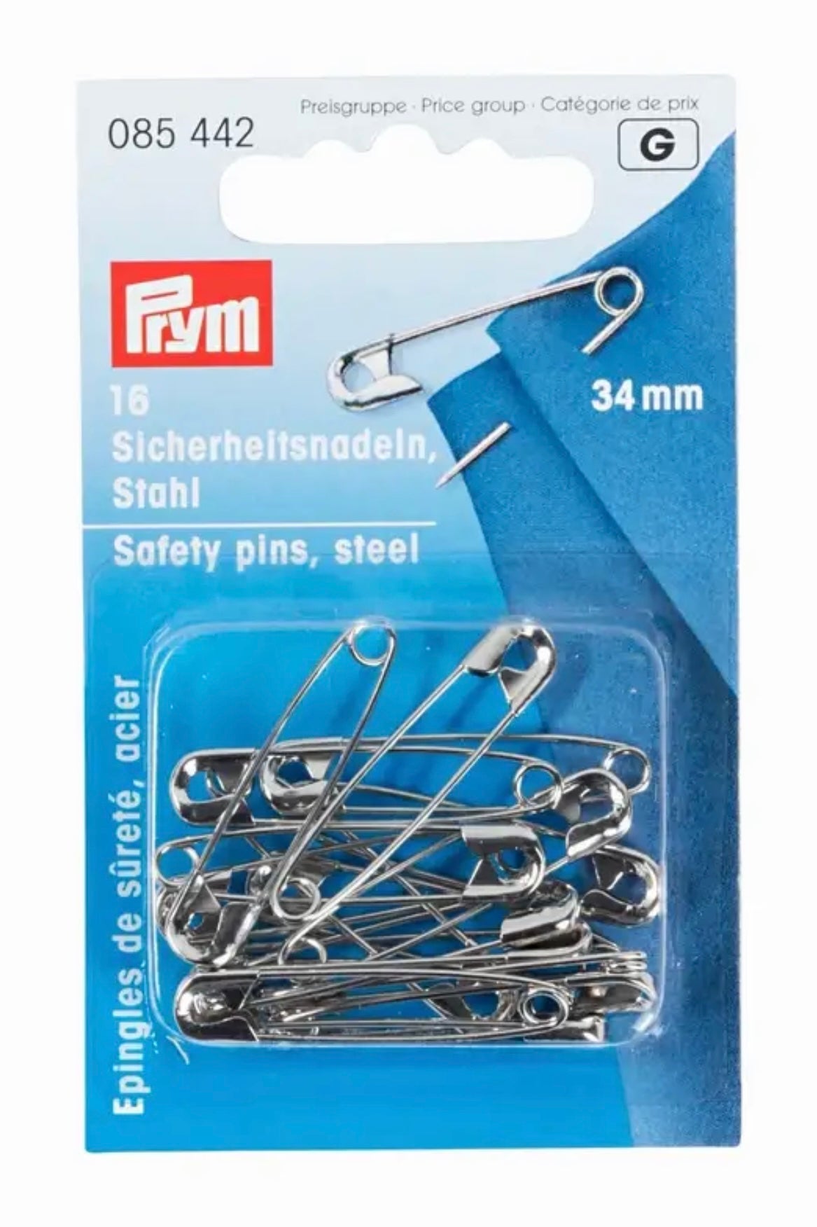 Prym Sicherheitsnadeln Stahl 16 Stck 34 mm