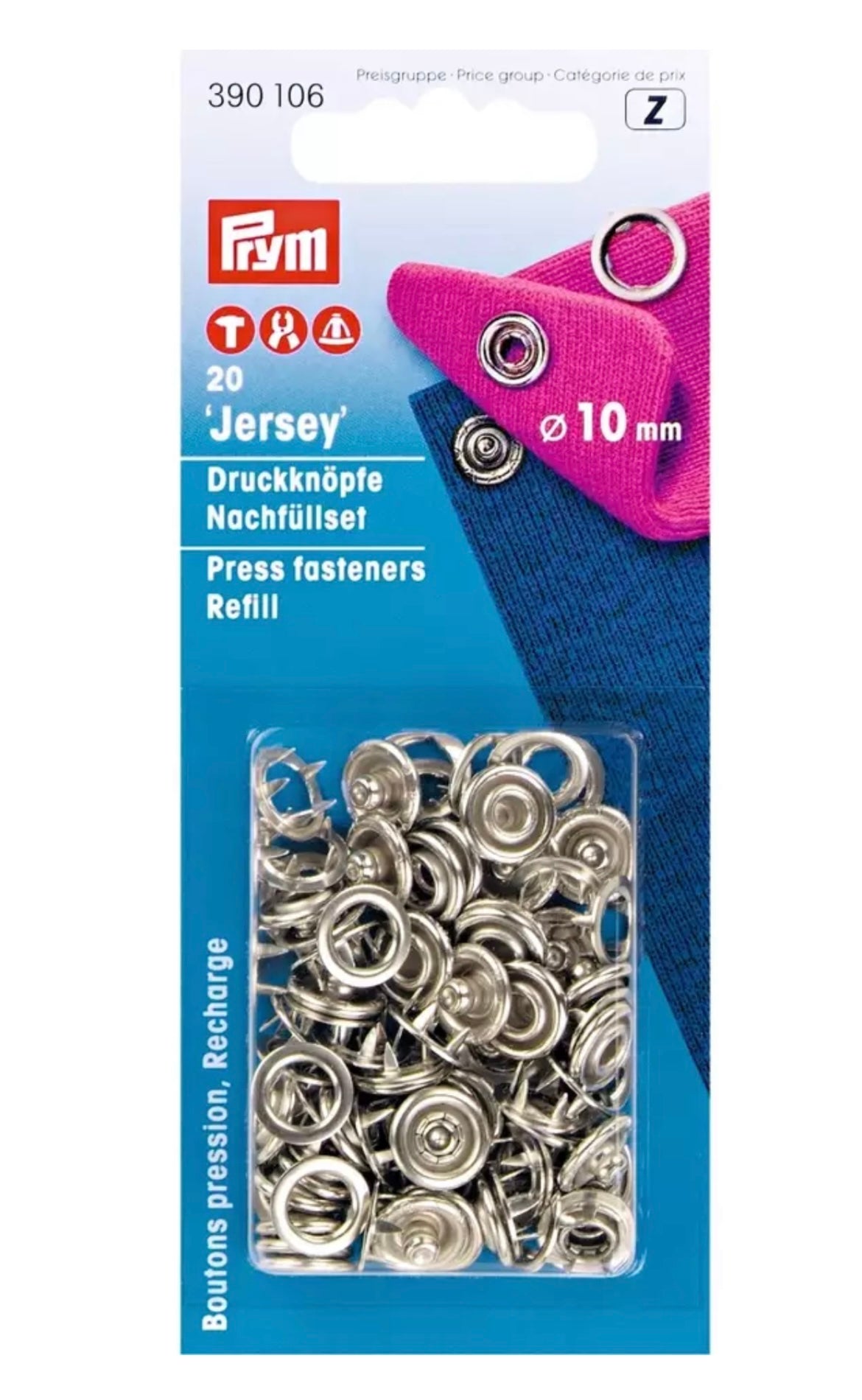Nähfrei-Nachfüllpackung Jersey Druckknöpfe 10 mm