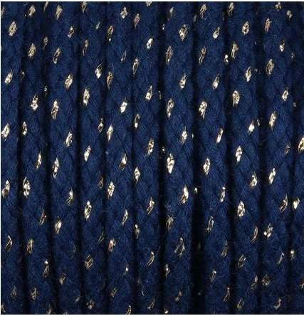 Baumwollkordel mit Lurex 6mm marineblau / gold