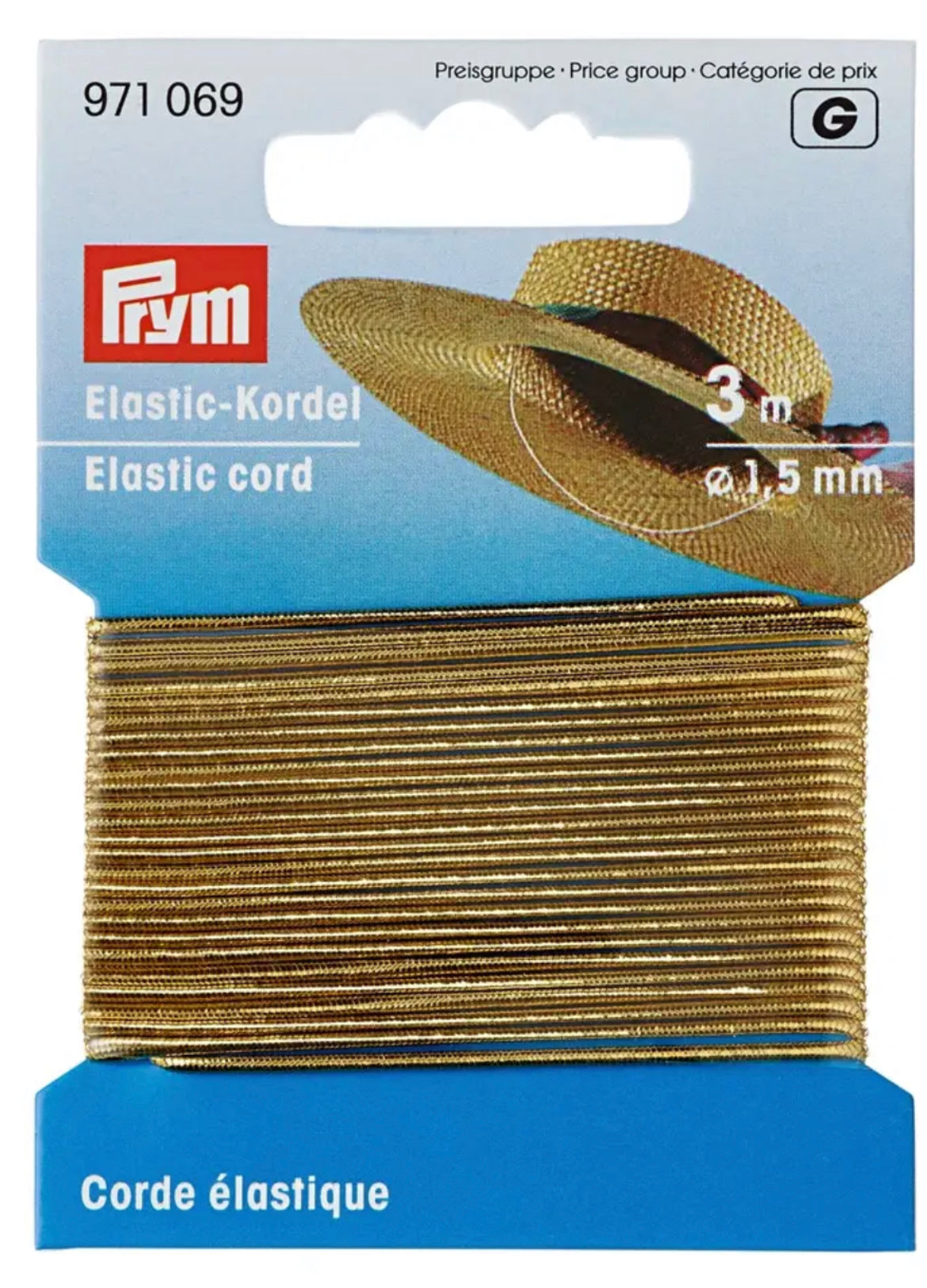Prym Elastic Kordel gold 3m / 1,5mm