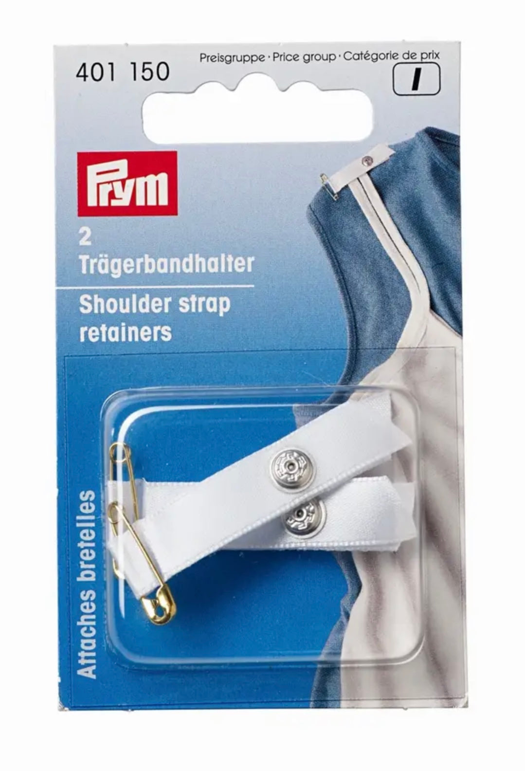 Prym Trägerbandhalter mit Sicherheitsnadel 2 Stck weiß