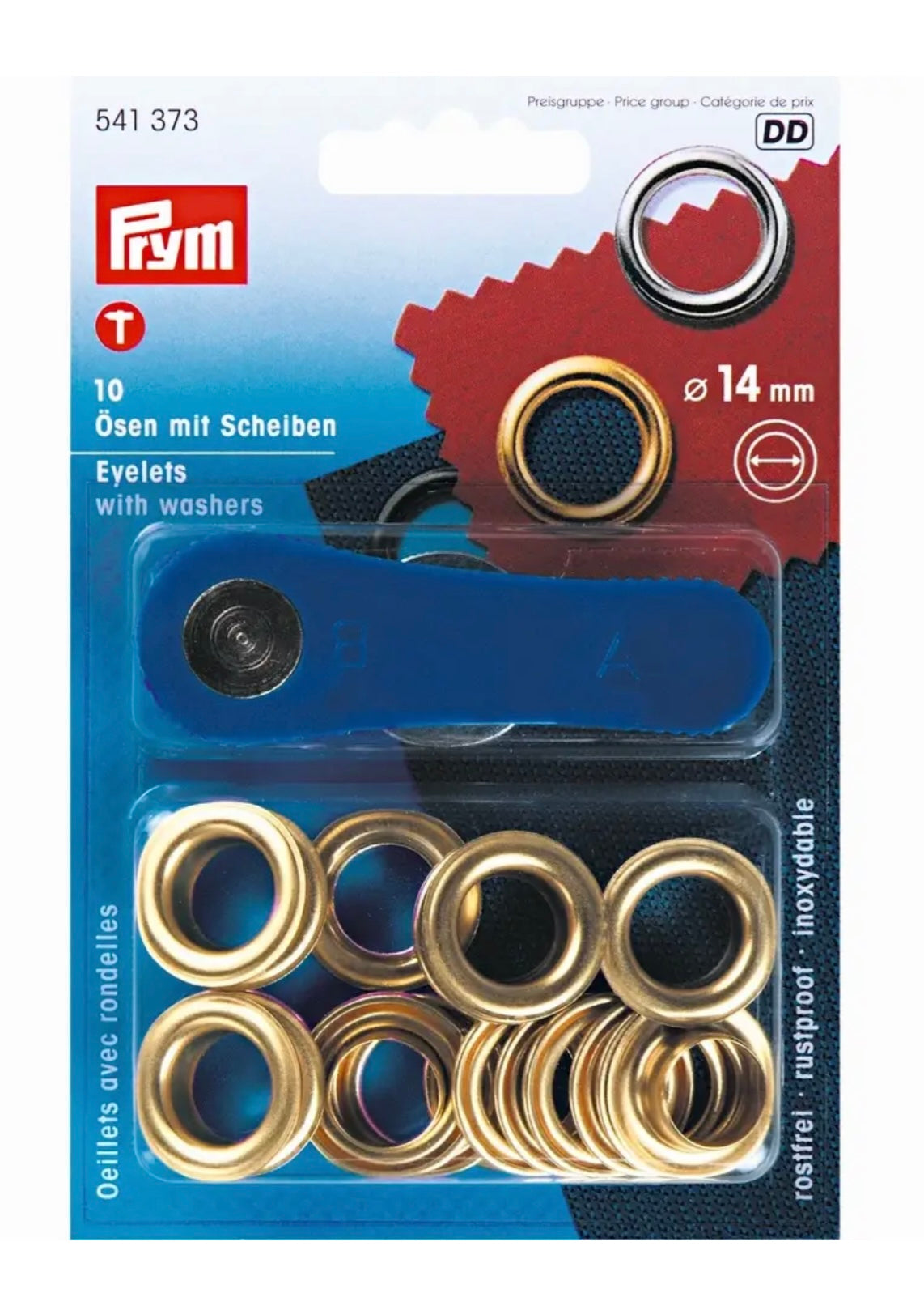 Prym Ösen mit Scheiben
14mm gold
