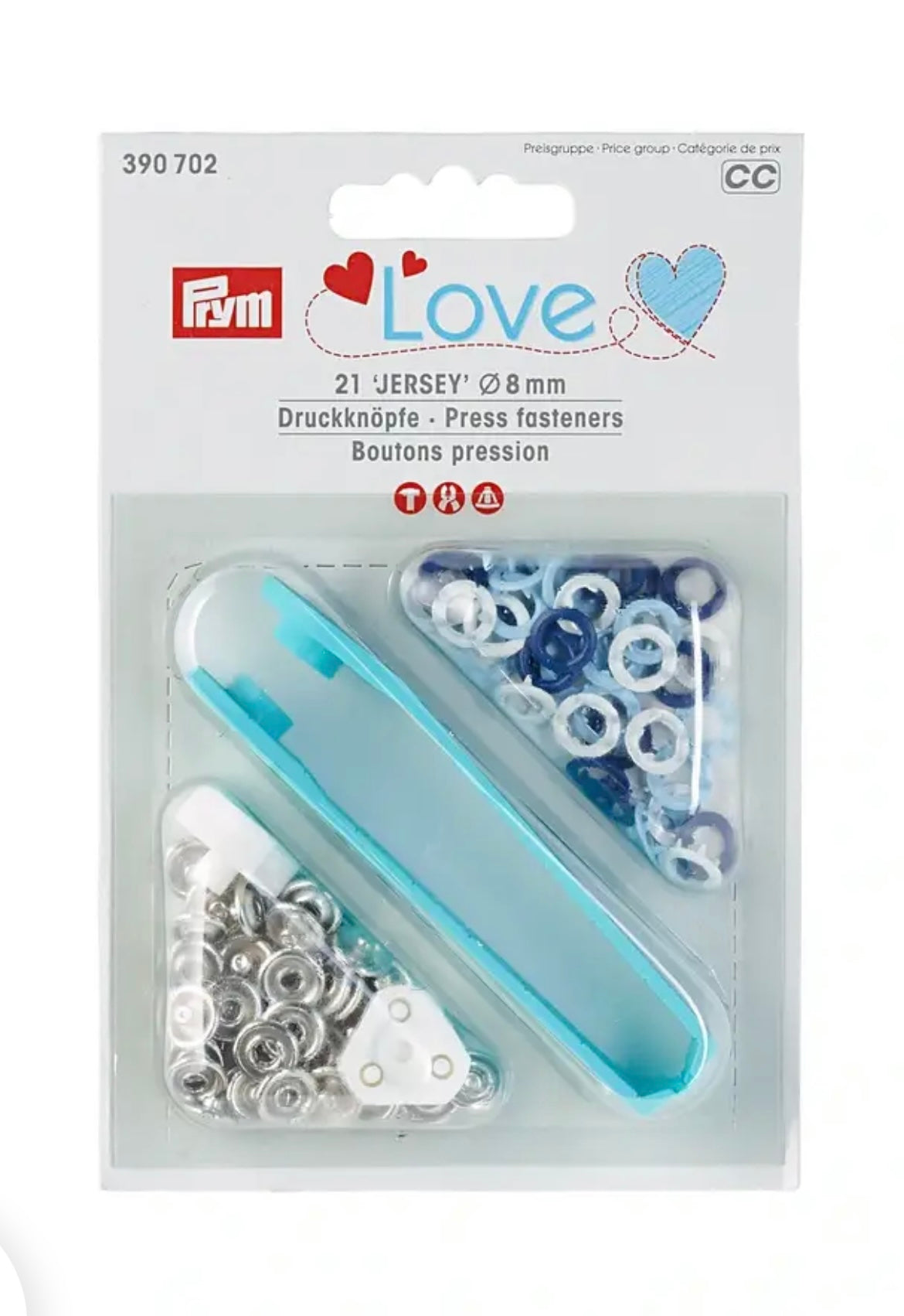 Prym Love Nähfrei Druckknöpfe Jersey 8mm
weiss/hellblau/marineblau