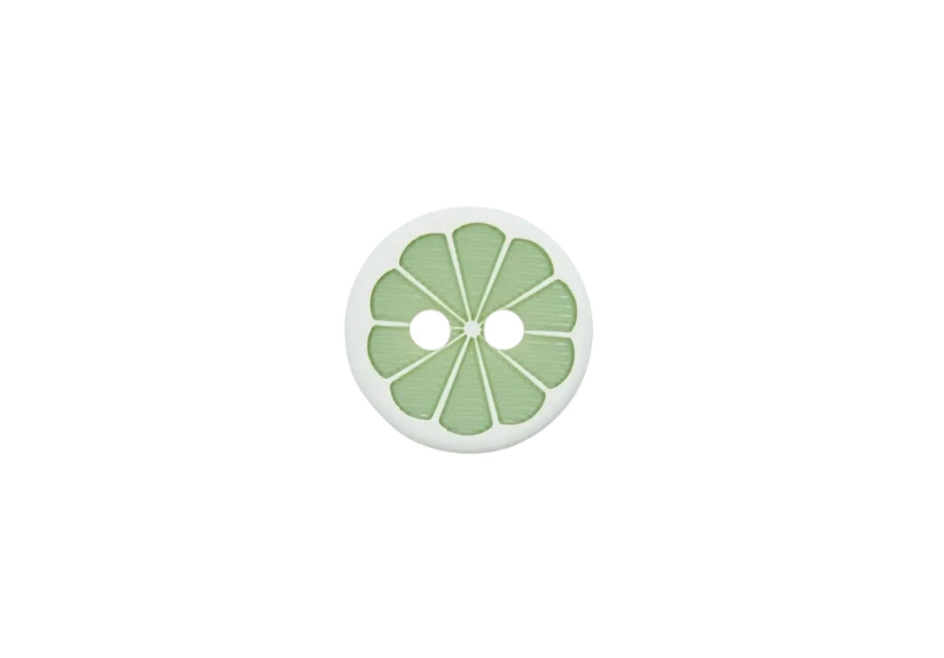 Polyesterknopf Citrus 2 Loch Ø 11mm
weiss / grün