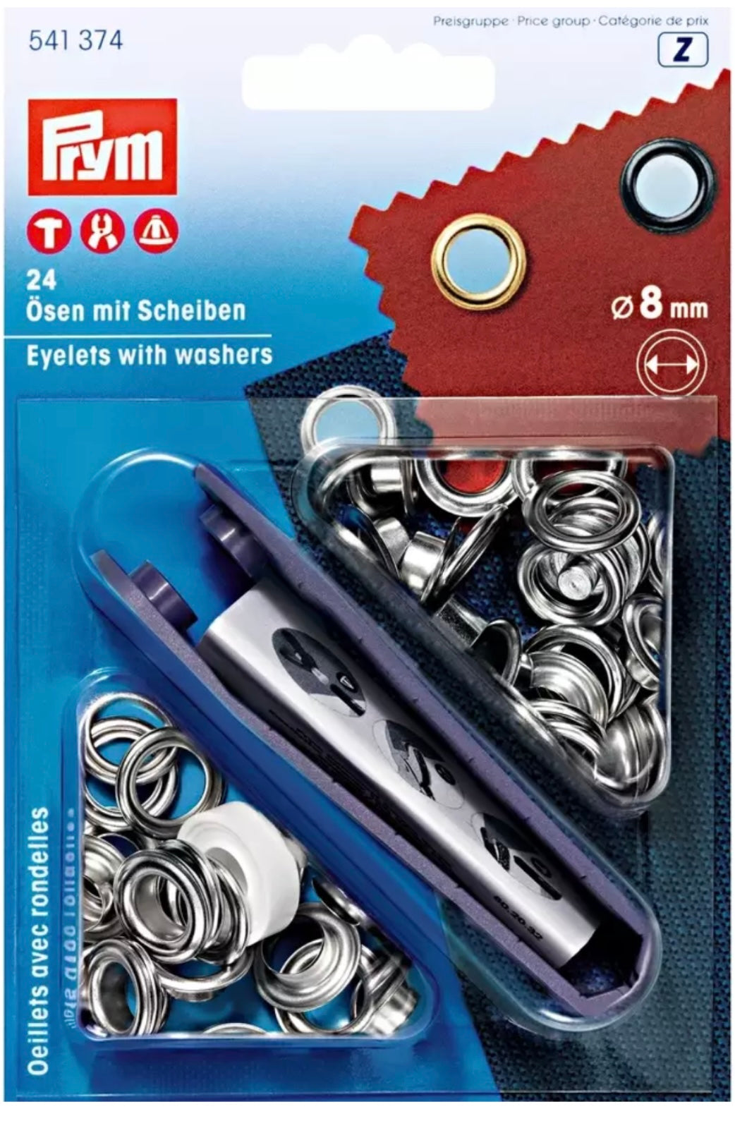 Prym Oesen mit Scheiben 8mm
silber