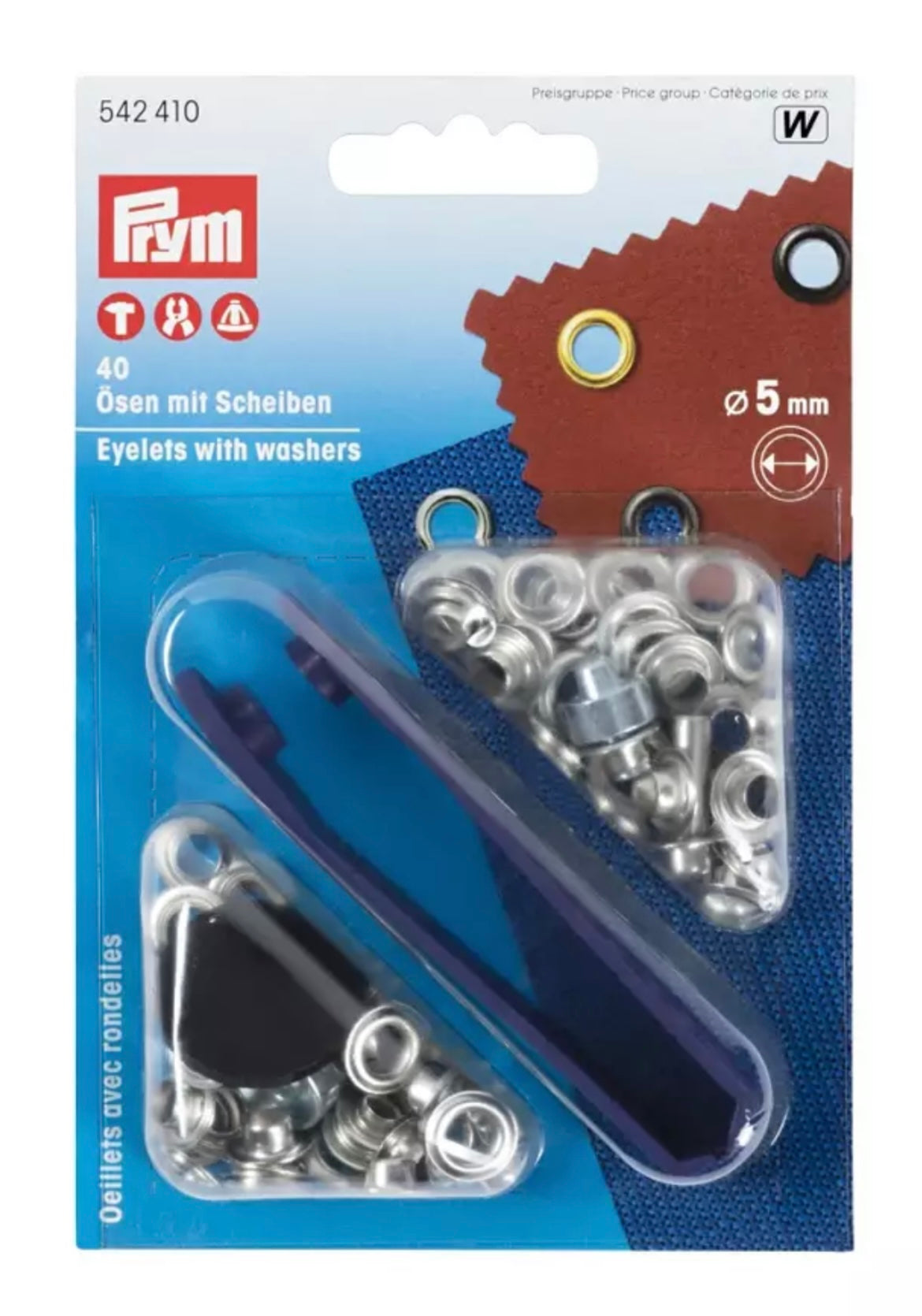 Prym Oesen mit Scheiben 5mm silber