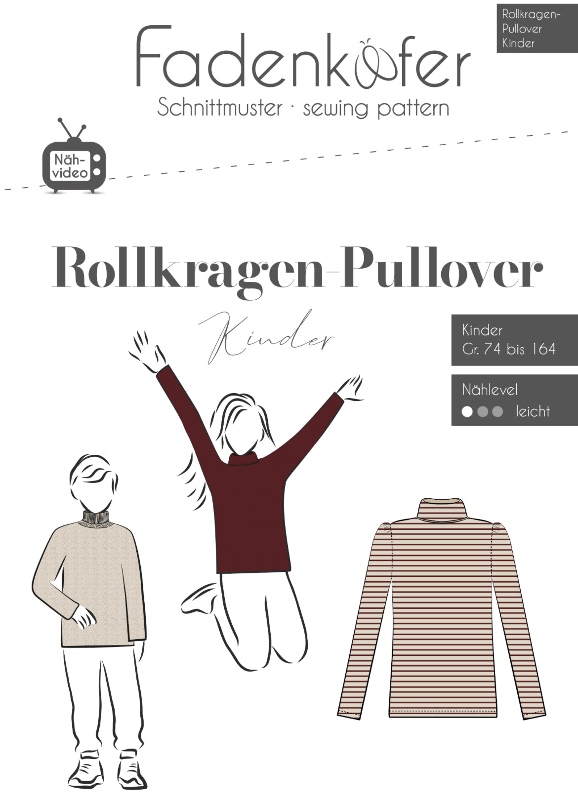 Fadenkäfer Schnittmuster "Rollkragen-Pullover" Kinder