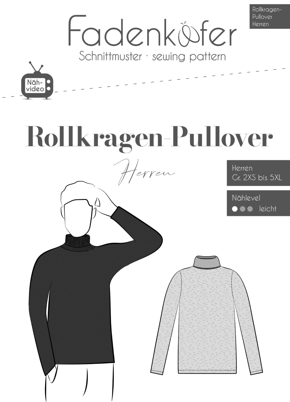 Fadenkäfer Schnittmuster "Rollkragen-Pullover" Herren