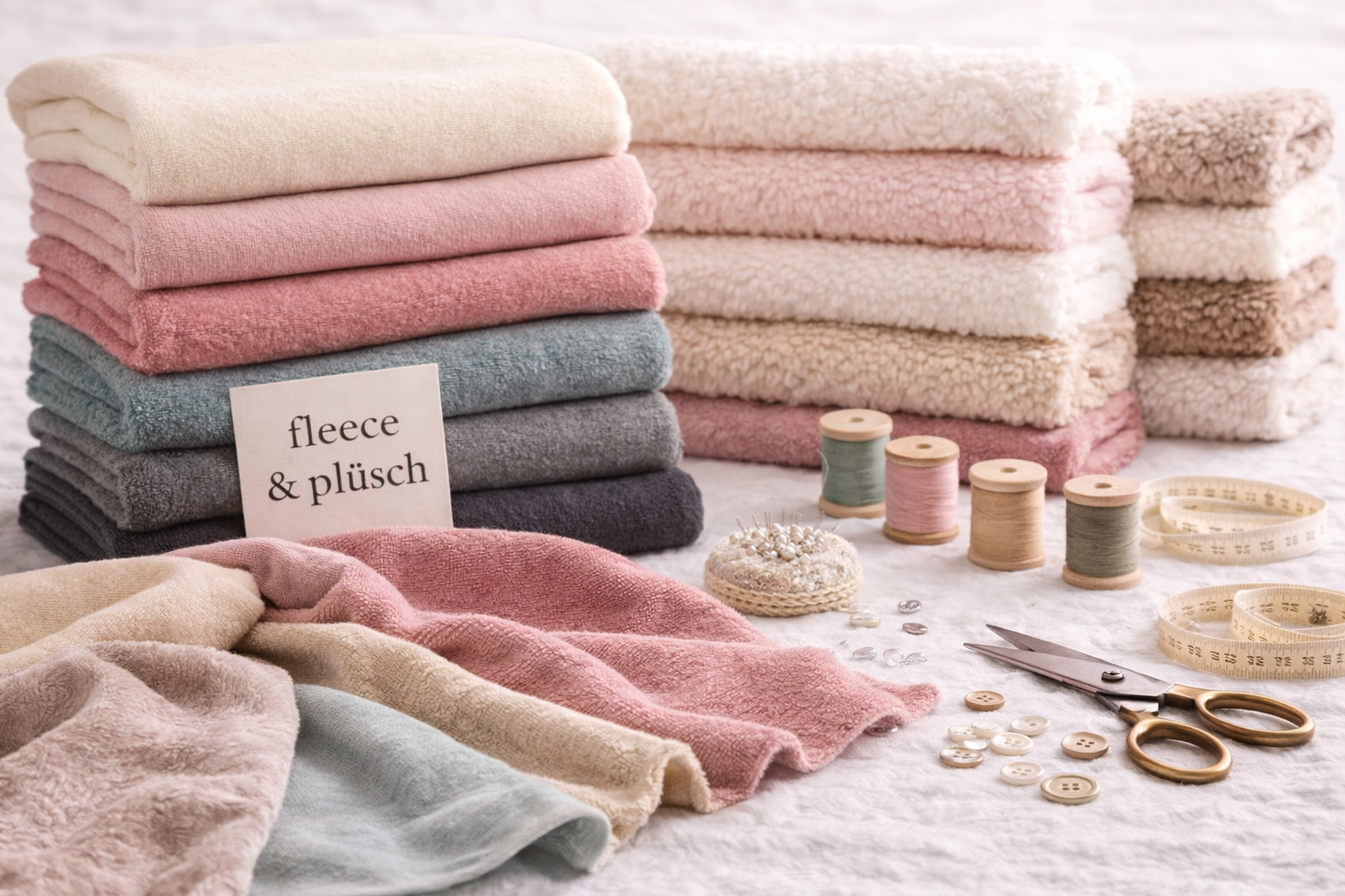 Fleece und Plüsch Stoff kaufen – besonders weiche Stoffe in verschiedenen Farben für warme Nähprojekte