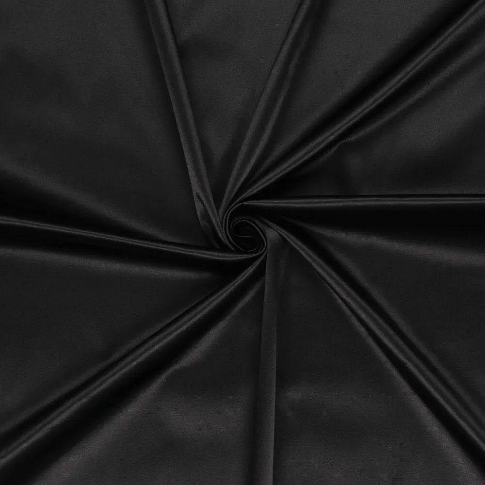 Baumwolle Stretch Satin Selena uni schwarz