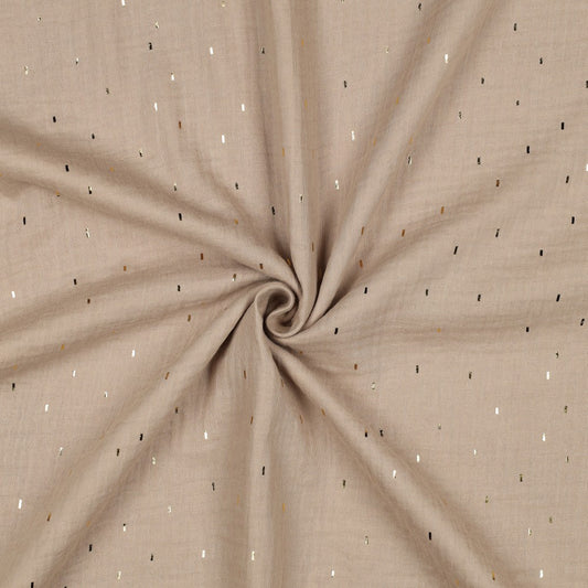 Musselin mit Glitzer beige gold