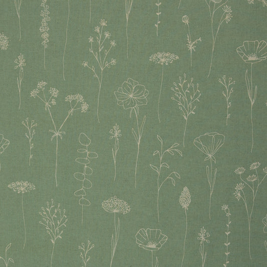 Dekostoff Canvas Leinenoptik Linde Blumen Gräser Swafing altmint