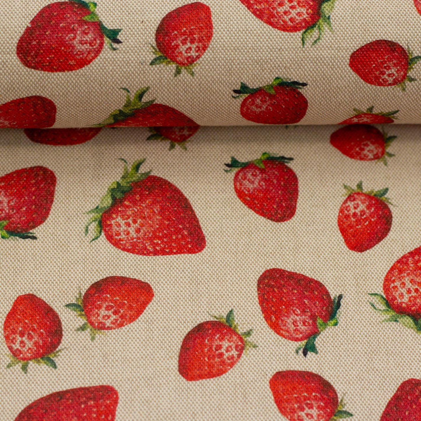 Canvas Leinenoptik Ulli Erdbeeren Swafing beige / rot
