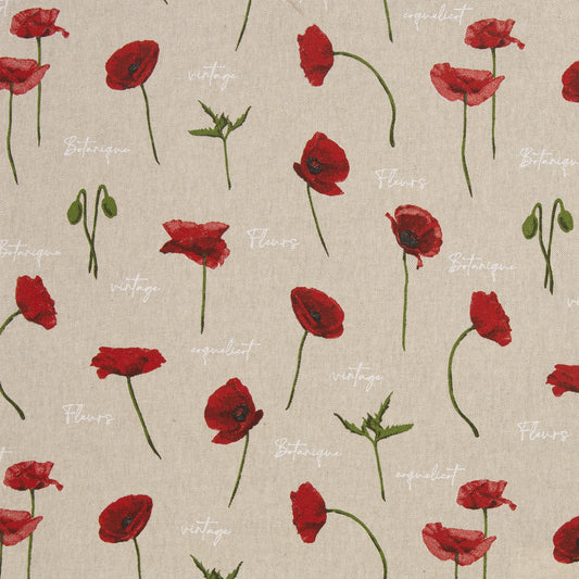 Canvas Leinenoptik Mohnblumen beige Swafing Petra