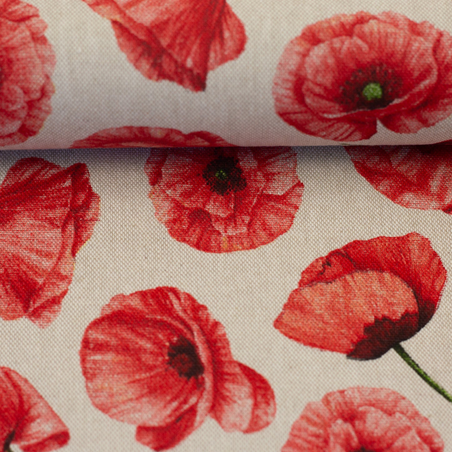 Canvas Leinenoptik Mohnblume beige Swafing Petra