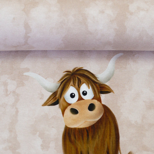 Panel – French Terry Kühe Holy Cow by Mrs Mint Design | Swafing altrosa