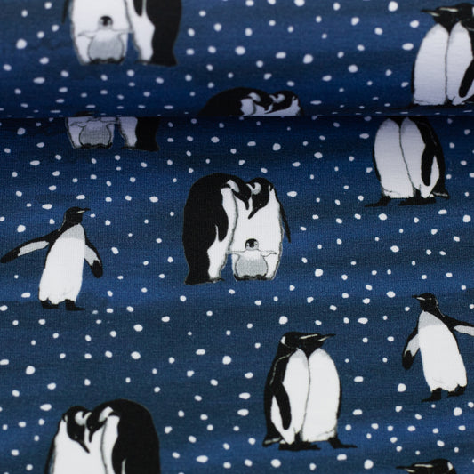 Baumwolljersey Pinguin Arctic Animals by JaTiJu Swafing dunkelblau