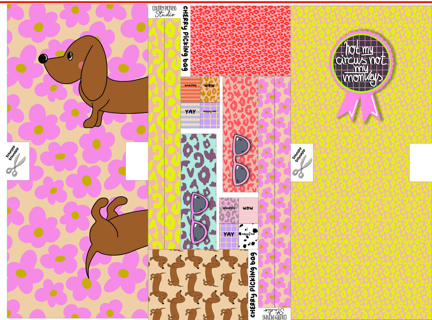 Canvas Cut and Sew Beutel von Cherry Picking Swafing Dackel