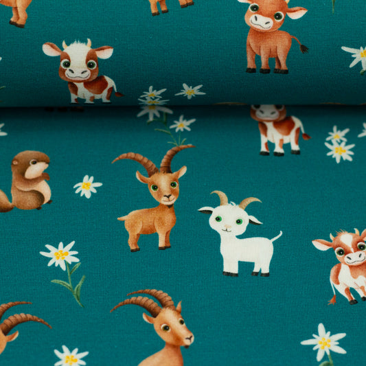 Baumwolljersey Alpenliebe by Mrs Mint Design Swafing petrol