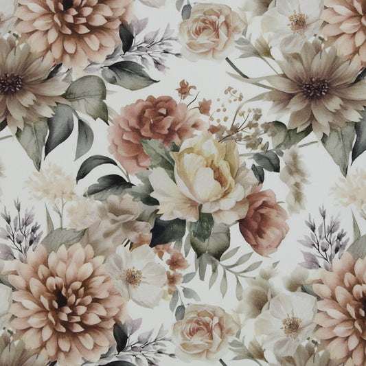 Canvas Leinenoptik Blumen weiß Swafing Laura