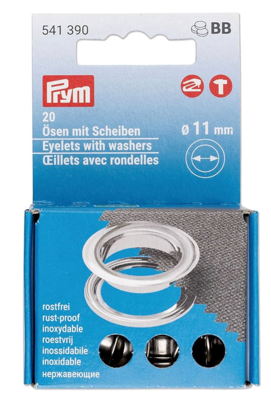 Prym Ösen mit Scheiben 11mm silber