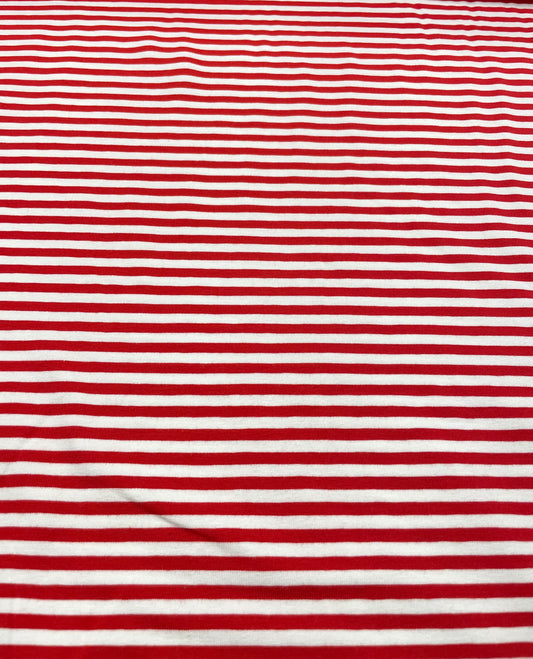 Baumwolljersey Streifen rot/weiß