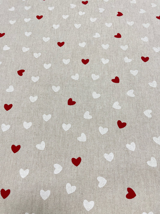 Canvas Leinenoptik Herzen beige Swafing Rudi