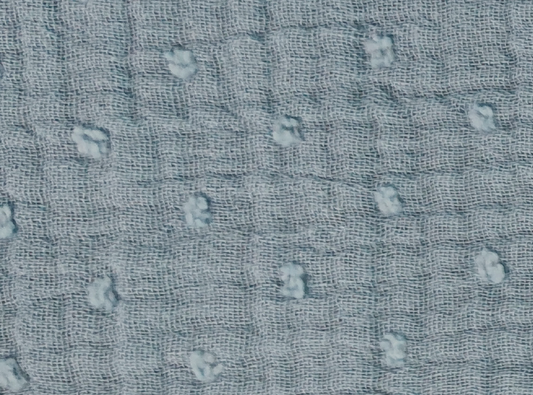 Musselin gestickte Punkte blau