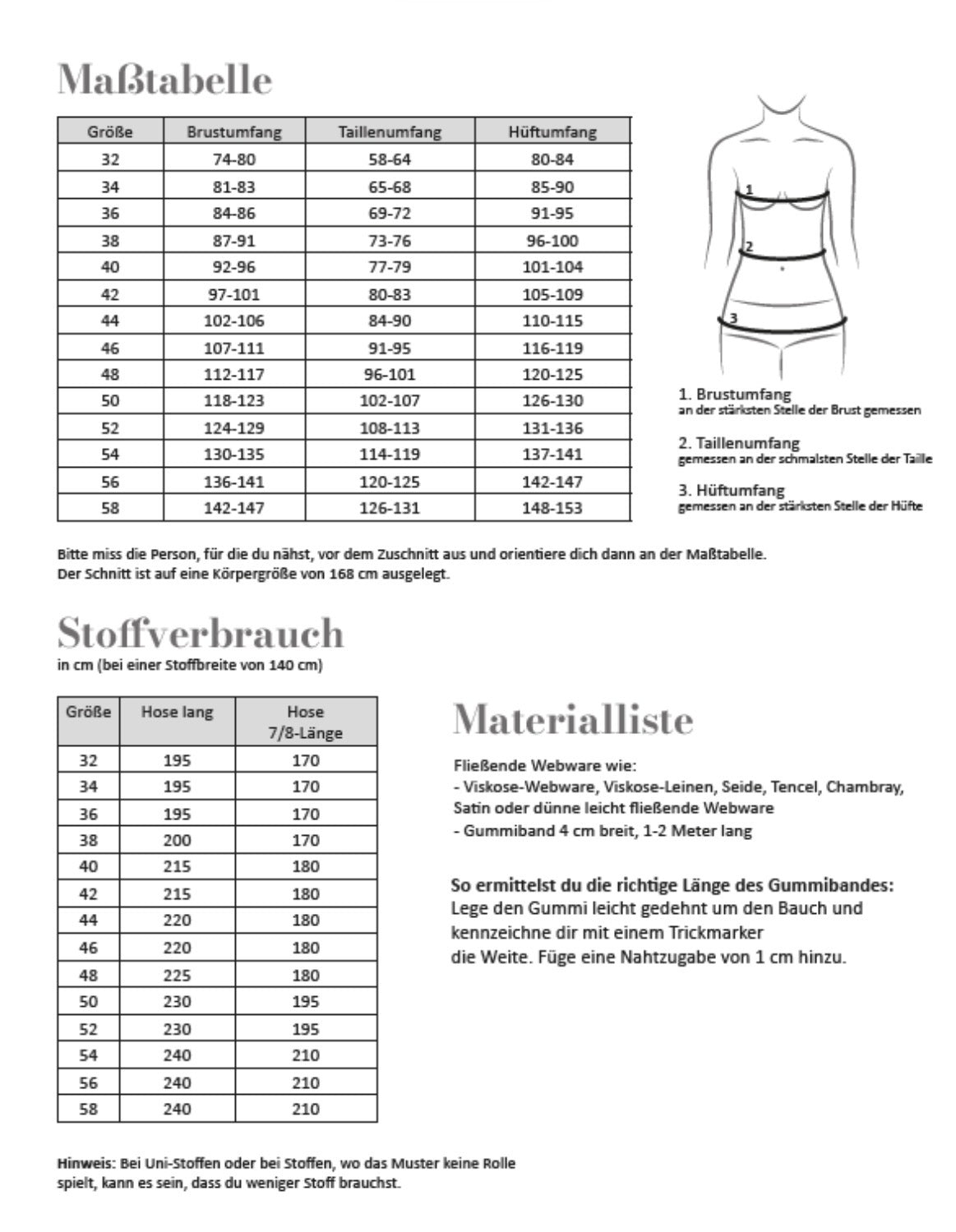 Fadenkäfer Schnittmuster "Culotte" Hose Damen