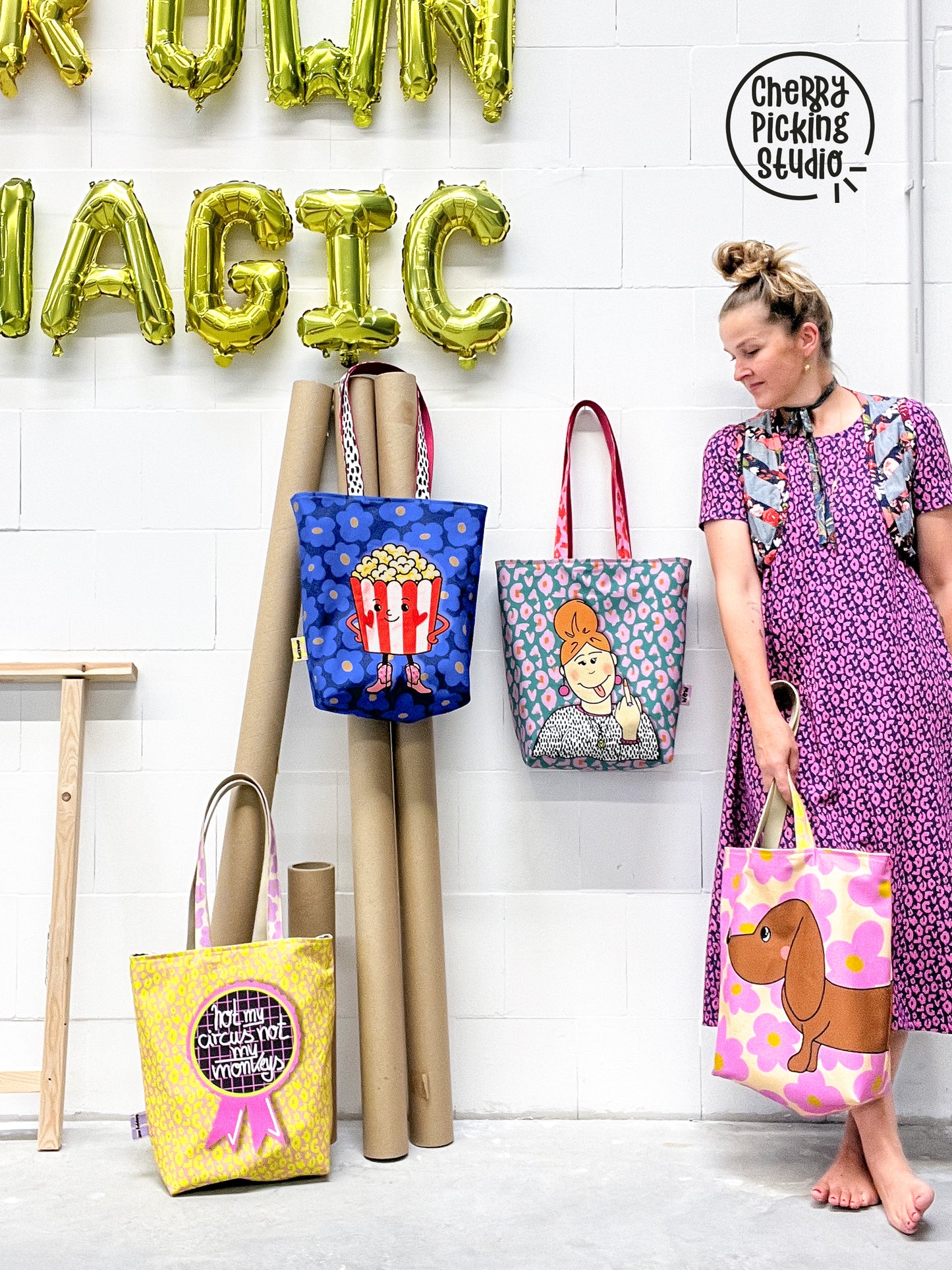 Canvas Cut and Sew Beutel von Cherry Picking Swafing Dackel