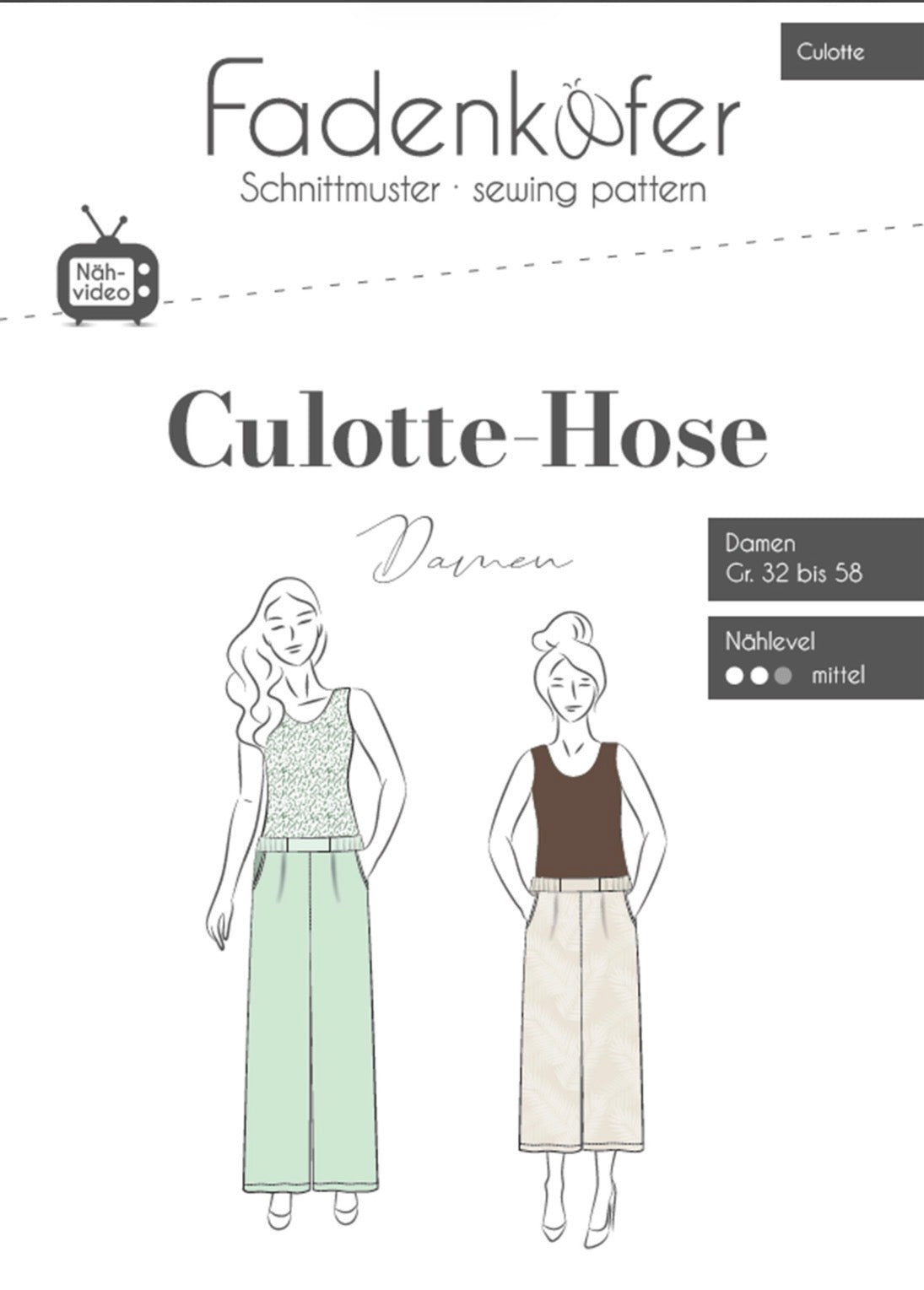 Fadenkäfer Schnittmuster "Culotte" Hose Damen