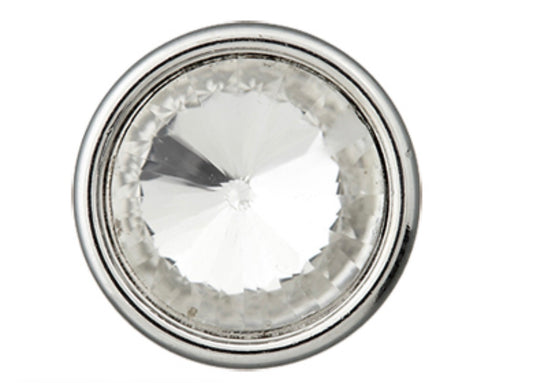 Polyesterknopf Öse 10mm silber transparent Glitzerstein