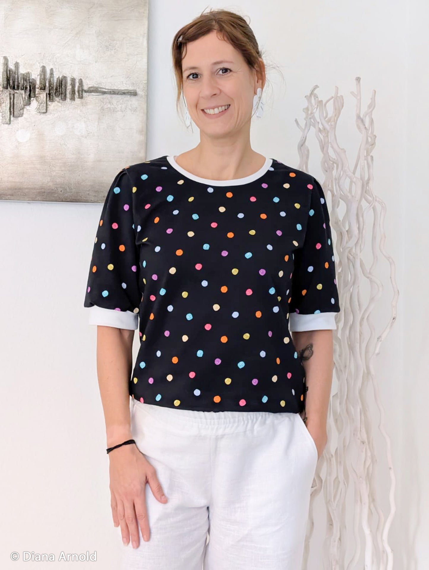 Baumwolljersey bunte Punkte Flowerpop by Hip Som Hap von Swafing schwarz