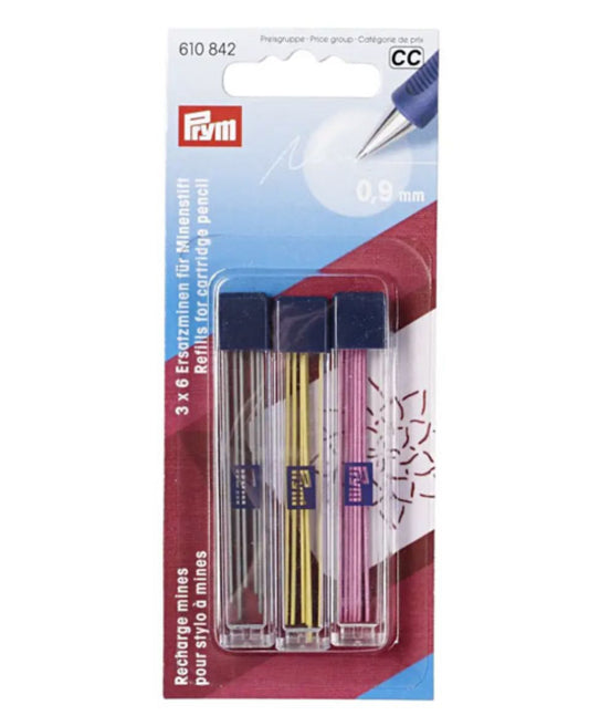 Ersatzminen farbig für Minenstift Prym 3x6