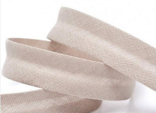 Schrägband Leinen 18mm beige