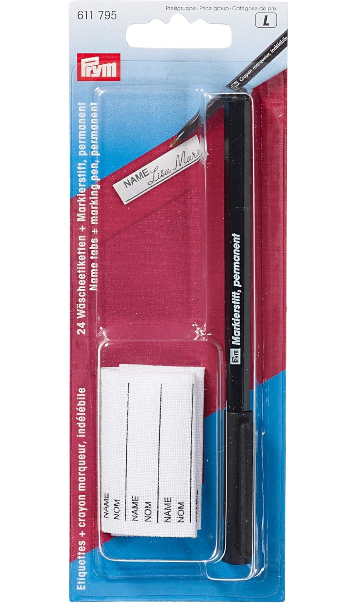 24 Wäscheetiketten mit Markierstift schwarz
