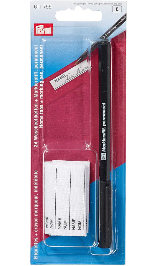 24 Wäscheetiketten mit Markierstift schwarz