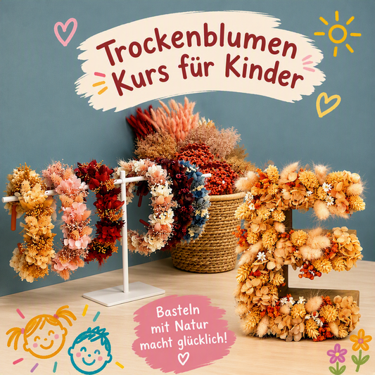 Kinderkurs Buchstabe oder Haarkranz aus Trockenblumen
